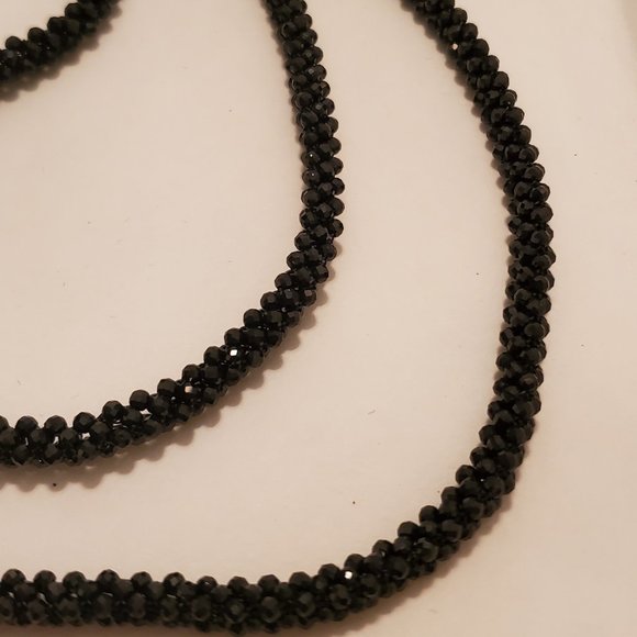 BLACK SPINEL RONDELLE FACETED 3 LAYERED NECKLACE - NWOT - Picture 10 of 10